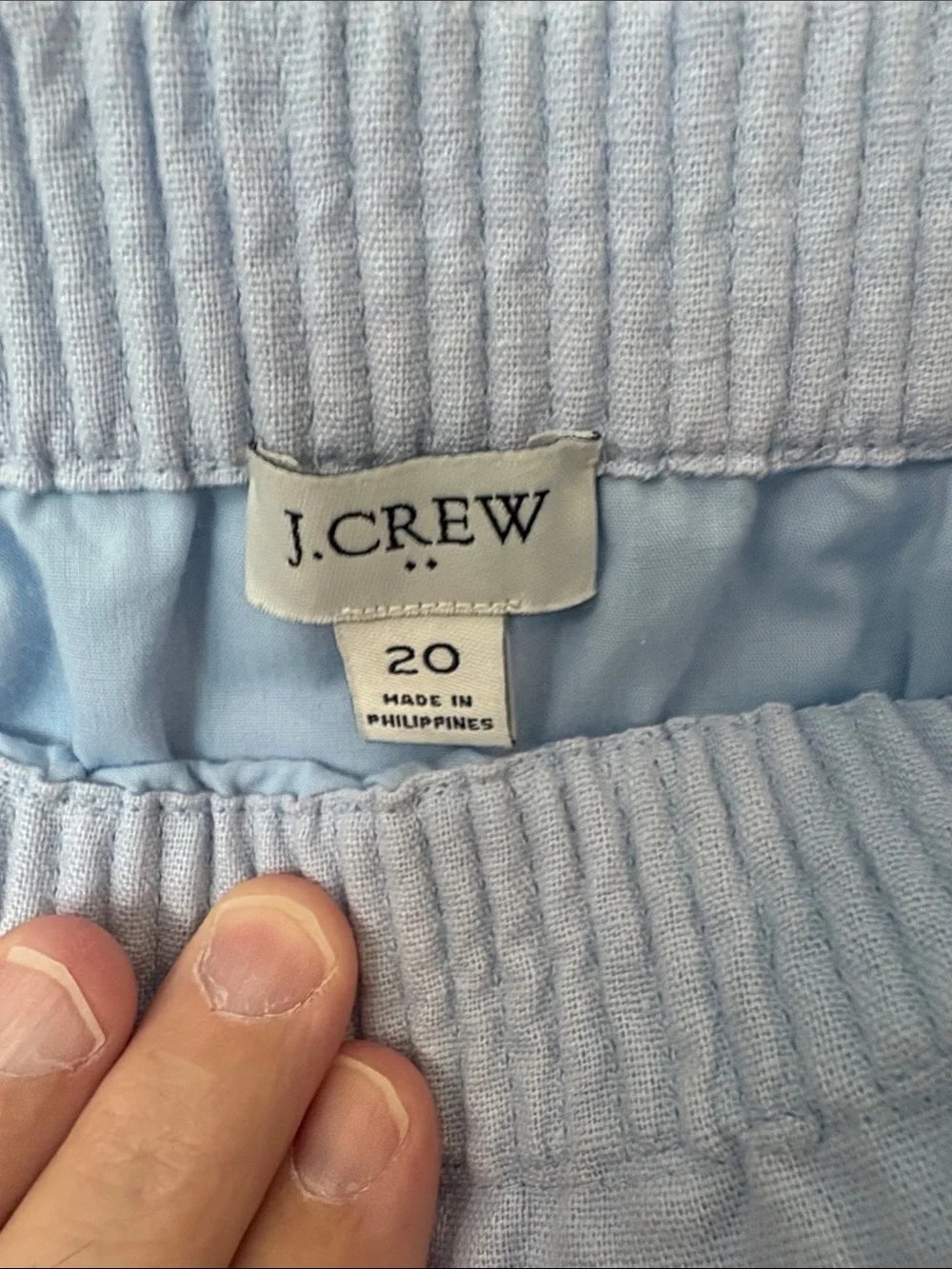 J. Crew Pale Blue Textured Elastic-Waist Skirt